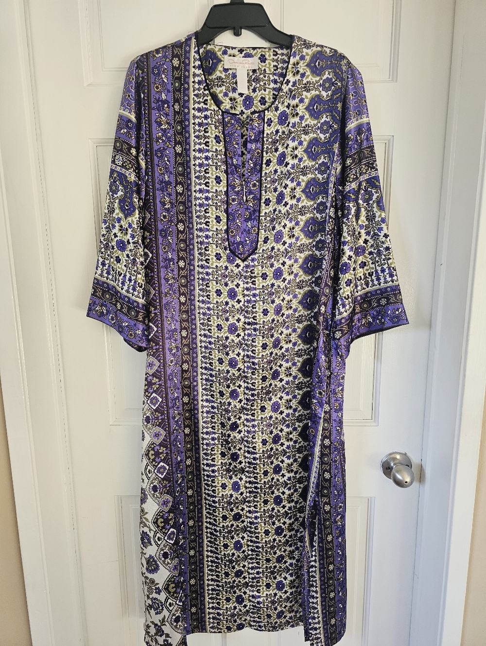 Oscar de la Renta Purple and Olive Floral Tunic